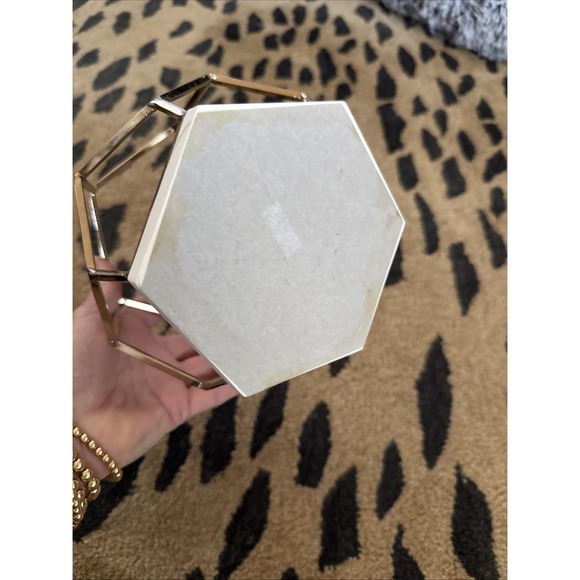 BATH & BODY‎ WORKS GOLDEN DECAGON MARBLE LG 3 WICK CANDLE HOLDER SLEEVE 4318 - Picture 4 of 7